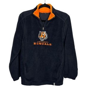 REEBOK / black orange Cincinnati Bengals fleece 1/4 zip pullover / M